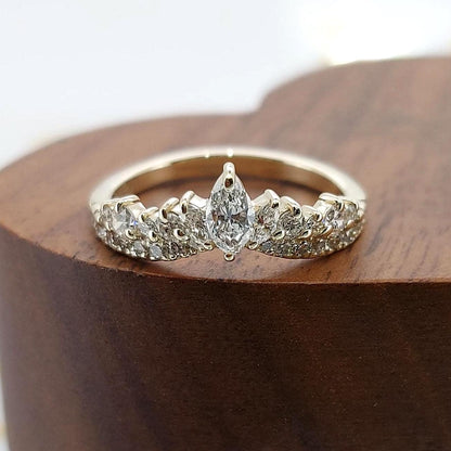 Marquise Lab Diamond Half Eternity Band