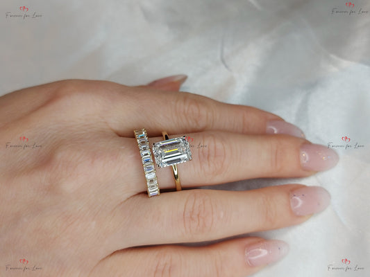 4 Ct Emerald Moissanite Eternity Band