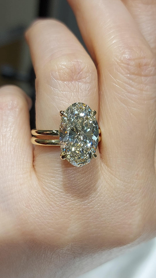 7 Ct Oval Lab Diamond Hidden Halo Engagement Ring