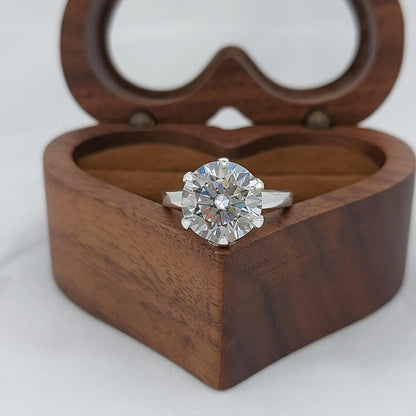 Round Engagement Ring in 14k Solid Gold, 3 CT Moissanite Engagement Rings 6 Prong Solitaire Moissanite Ring, Gold Promise Ring