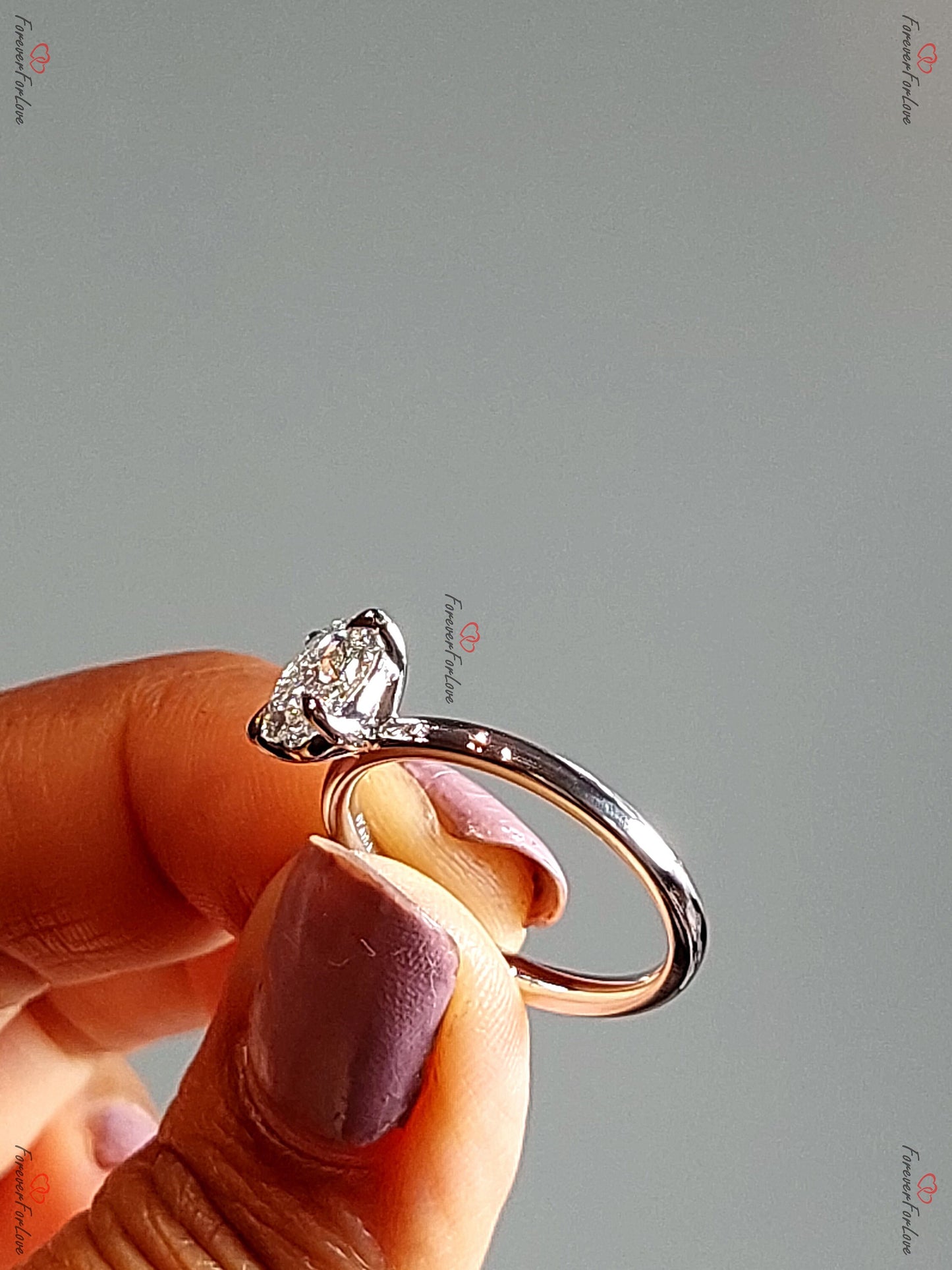 1 Ct H SI1 Oval Natural Diamond Solitaire Engagement Ring Oval cut 1Ct Moissanite Brilliant Cut engagement ring in 935 Argentium Silver — custom handcrafted by Forever For Love
