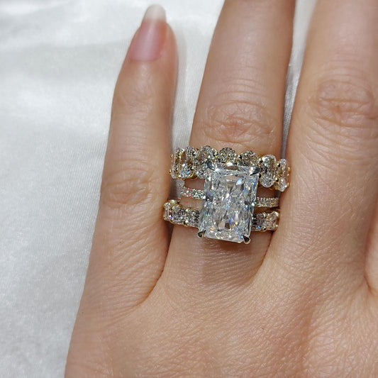 5.5 Ct Radiant Diamond, Moissanite Hidden Halo Engagement Ring