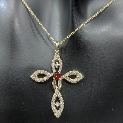 Gedrehte Goldkreuzkette mit Geburtsstein für Frauen, Diamant-Kreuz-Anhänger, Religiöser Schmuck, Christlicher Glaubens-Anhänger, Kreuz-Geschenk für Frauen
