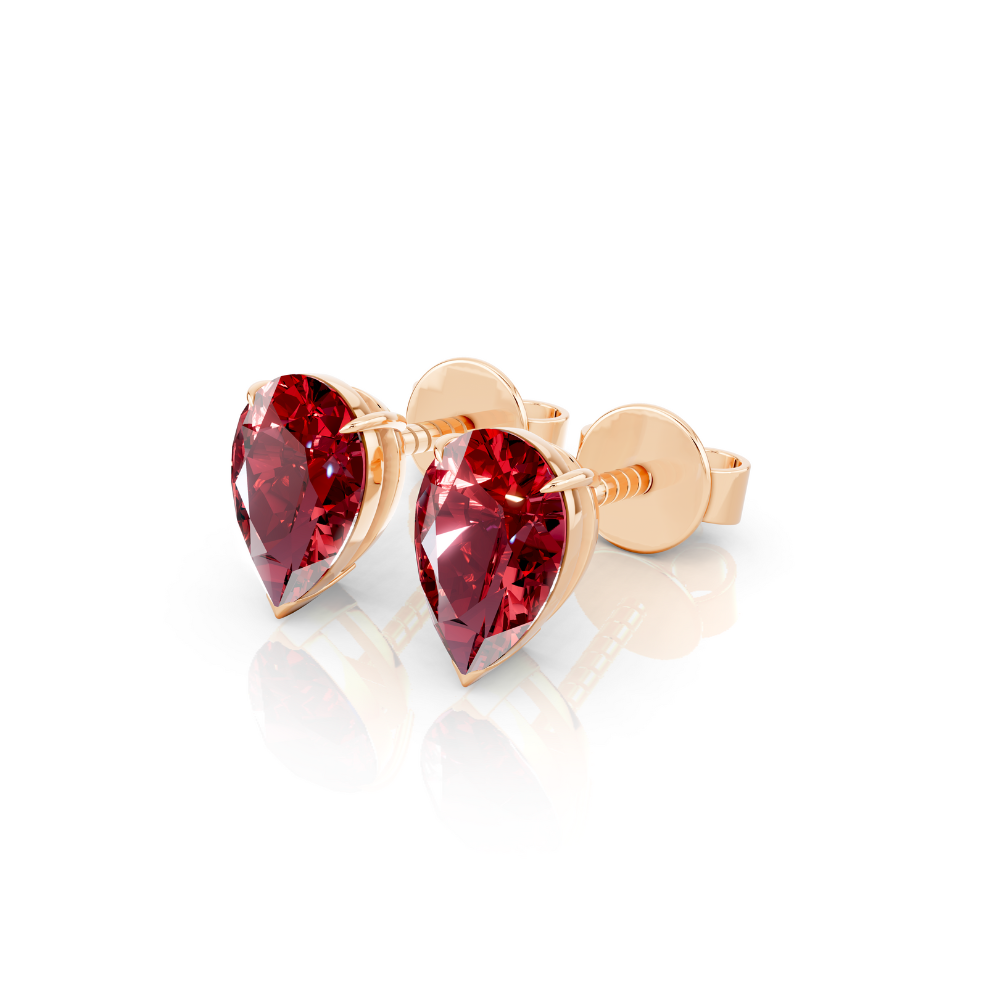 Pear Cut Color Diamond Stud Earrings 1 Ct engagement ring in 10K Solid Gold — custom handcrafted by Forever For Love