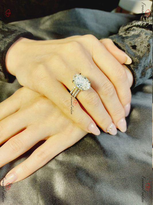 9.5 Ct Oval Diamond, Moissanite Halo Engagement Ring