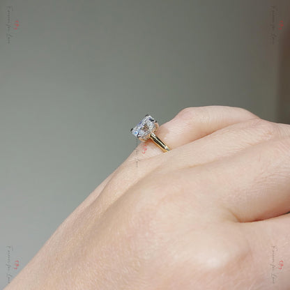 1.5 Ct Radiant Diamond, Moissanite Solitaire Engagement Ring