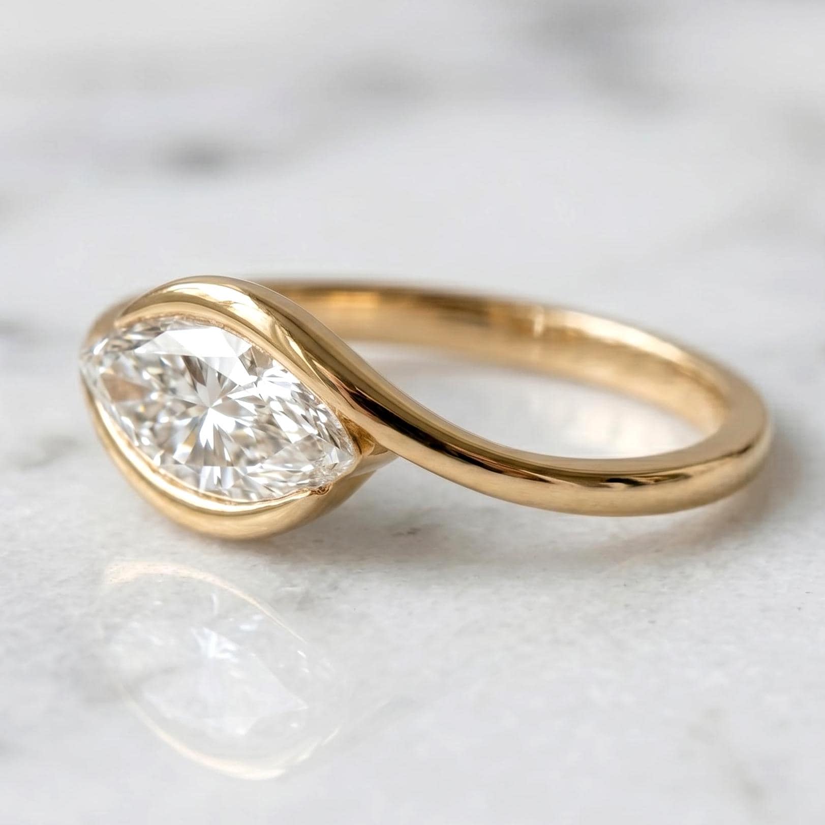 Marquise Ring E,VVS2 clarity Minimalist Ring Small East West Ring Lab Grown Diamond Ring Solitaire Ring for Her Marquise Engagement Ring