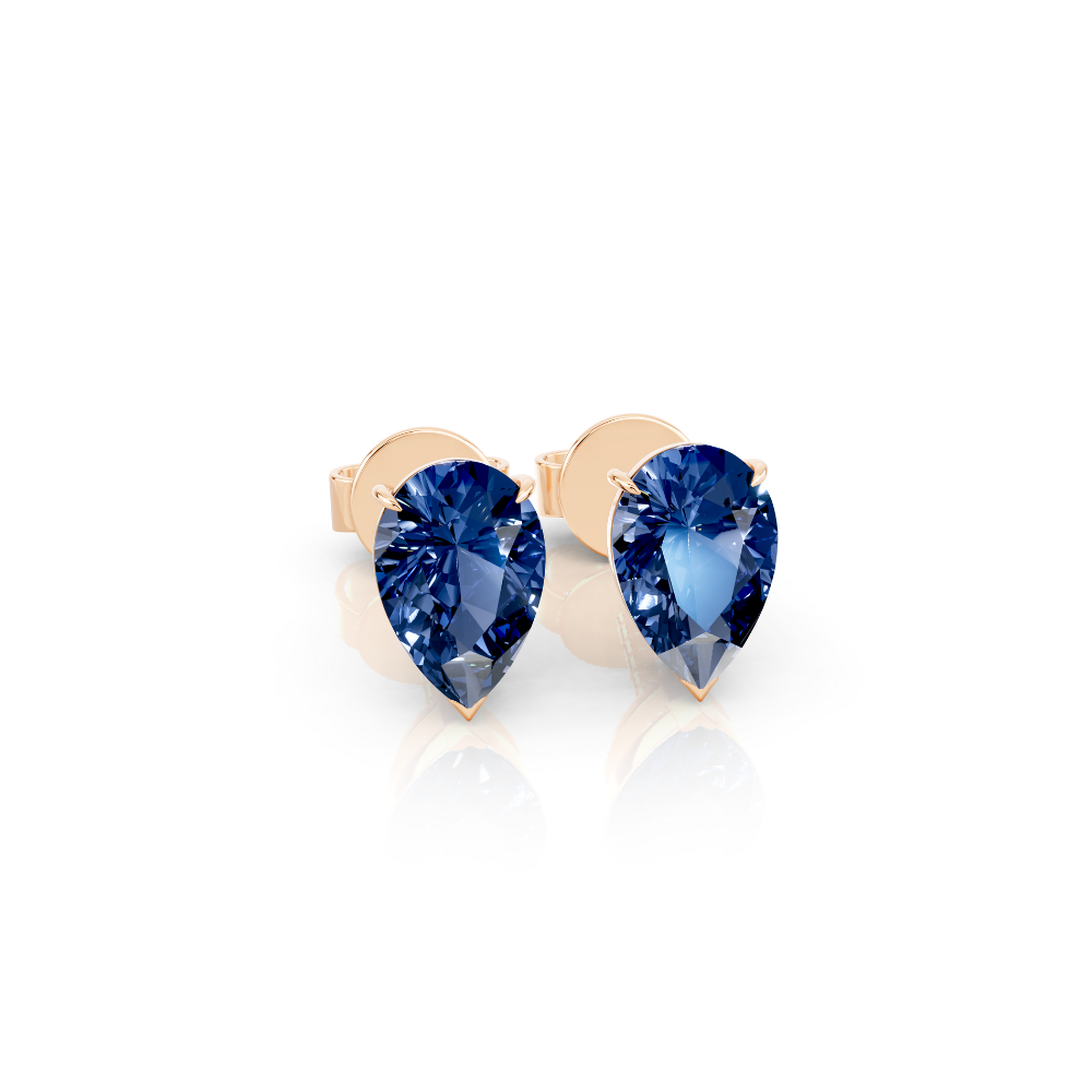 Pear Cut Color Diamond Stud Earrings 1 Ct engagement ring in 10K Solid Gold — custom handcrafted by Forever For Love