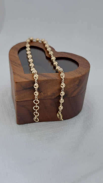 Perlenarmband 3MM 14k Gold, Perlenarmband-Set, Goldkette mit Perlen zum Layern, auffälliges Goldarmband, Kugelarmband mit Kette