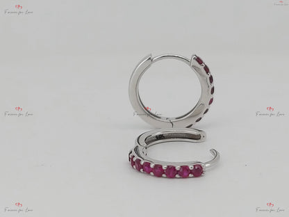 Natural Ruby Earrings / Huggie Earrings / 14k Gold 10MM Ruby Huggie Hoop Earrings / July Birthstone / Last Minute Gift Idea, Gift for Mom