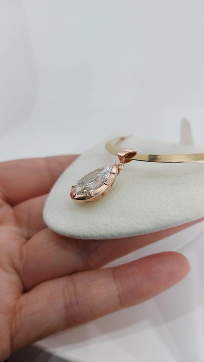 Birnenförmiger Diamant-Solitär-Floating-Anhänger mit 45 cm Kette, IGI-zertifiziert, 6 Karat, F-Farbe, VS1 Reinheit, 14 Karat Gelbgold, im Labor gezüchteter Diamant