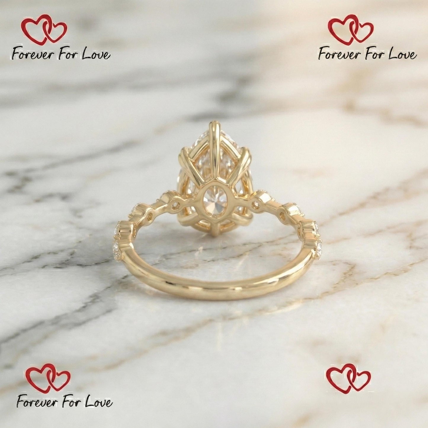 2.1 Ct IGI Certified Pear Lab Diamond Engagement Ring Pear cut 1Ct Moissanite Brilliant Cut engagement ring in 935 Argentium Silver — custom handcrafted by Forever For Love