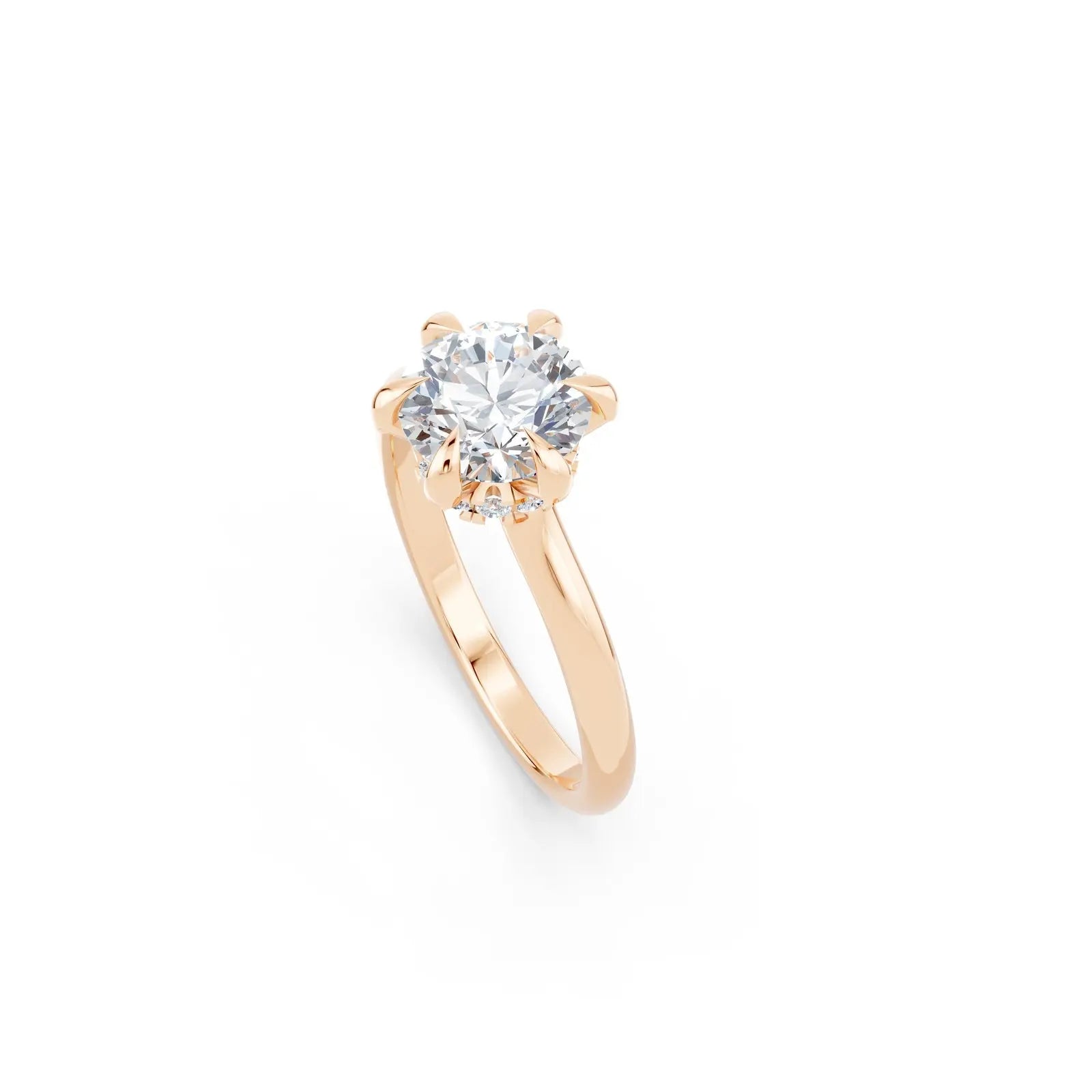 6-Prong Round Diamond Ring with Hidden Halo Forever For Love