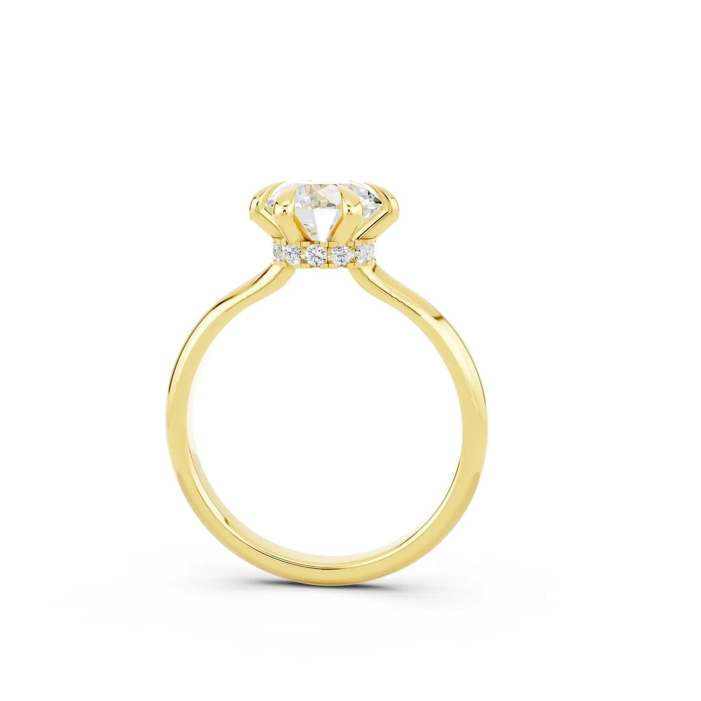 6-Prong Round Diamond Ring with Hidden Halo Forever For Love