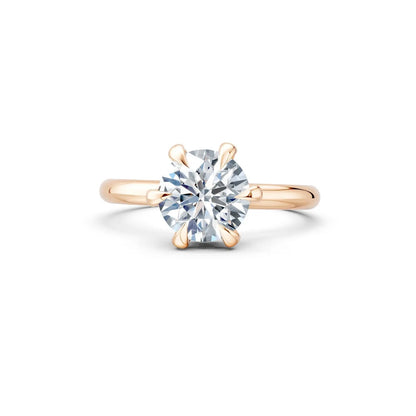 6-Prong Round Diamond Ring with Hidden Halo Forever For Love
