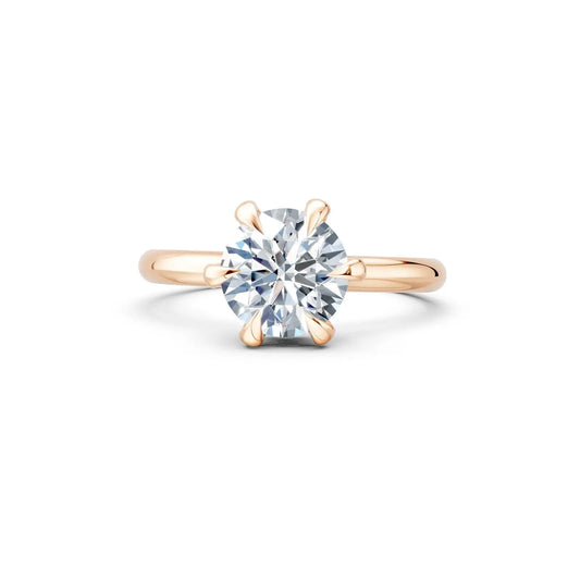 6-Prong Round Diamond Ring with Hidden Halo Forever For Love