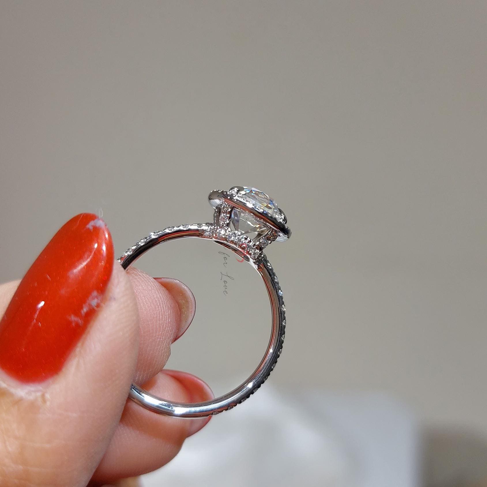 Cushion Moissanite Halo Engagement Ring