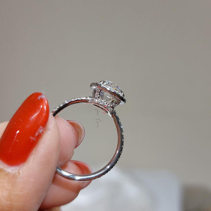 Cushion Moissanite Halo Engagement Ring
