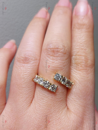 Round Diamond Lab Grown Half Eternity Band Certified Round Diamond Band Yellow Gold Diamond Statement Ring For her, Gift for mom