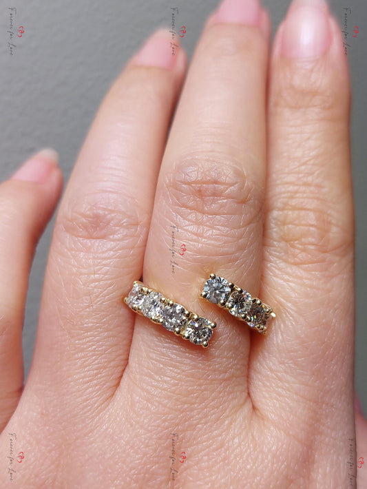 Round Diamond Lab Grown Half Eternity Band Certified Round Diamond Band Yellow Gold Diamond Statement Ring For her, Gift for mom
