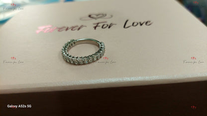 Oval Lab Grown Diamond in gold/platinum Band three quarter Eternity Band Lab-Grown Diamond Ring Oval Wedding Anniversary Stacking band.