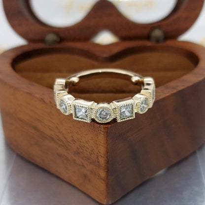 Round Lab Diamond Half Eternity Band