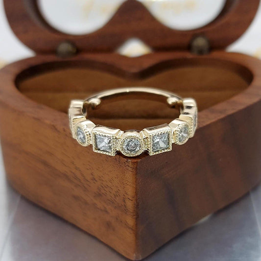 Round Lab Diamond Half Eternity Band