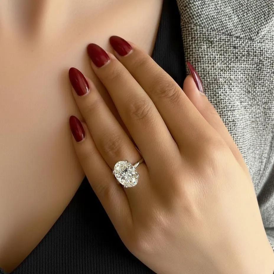 4 Ct IGI Certified Oval Lab Diamond Solitaire Engagement Ring