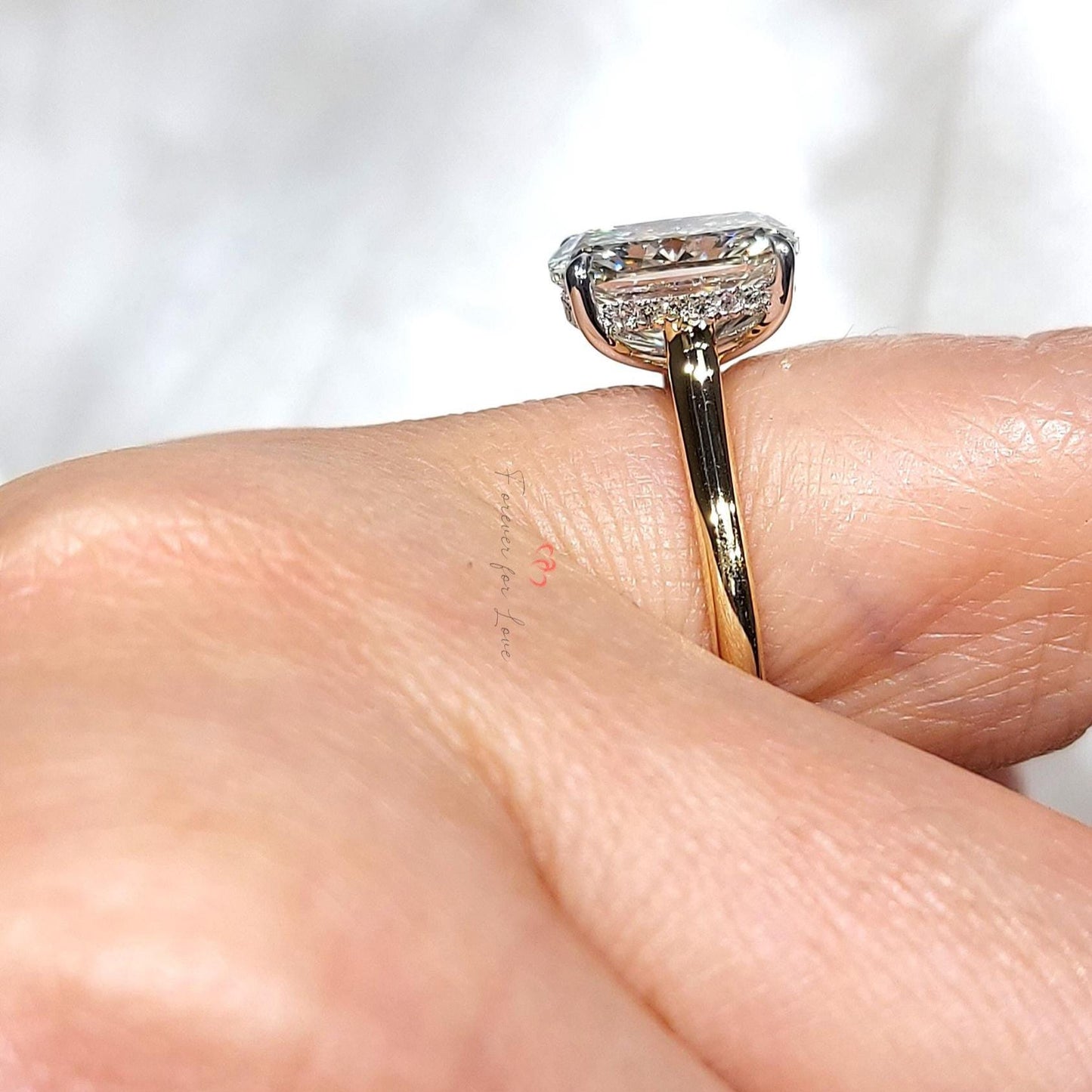 5 Ct Cushion Lab Diamond Engagement Ring Cushion cut 1Ct Moissanite Brilliant Cut engagement ring in 935 Argentium Silver — custom handcrafted by Forever For Love