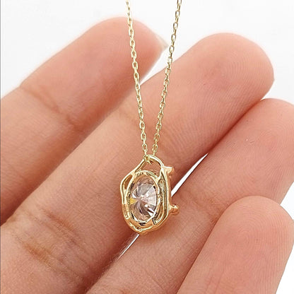 Collier diamant de laboratoire ovale 1,2 ct, collier diamant solitaire, or massif, diamant créé en laboratoire, pendentif classique, cadeau pour elle
