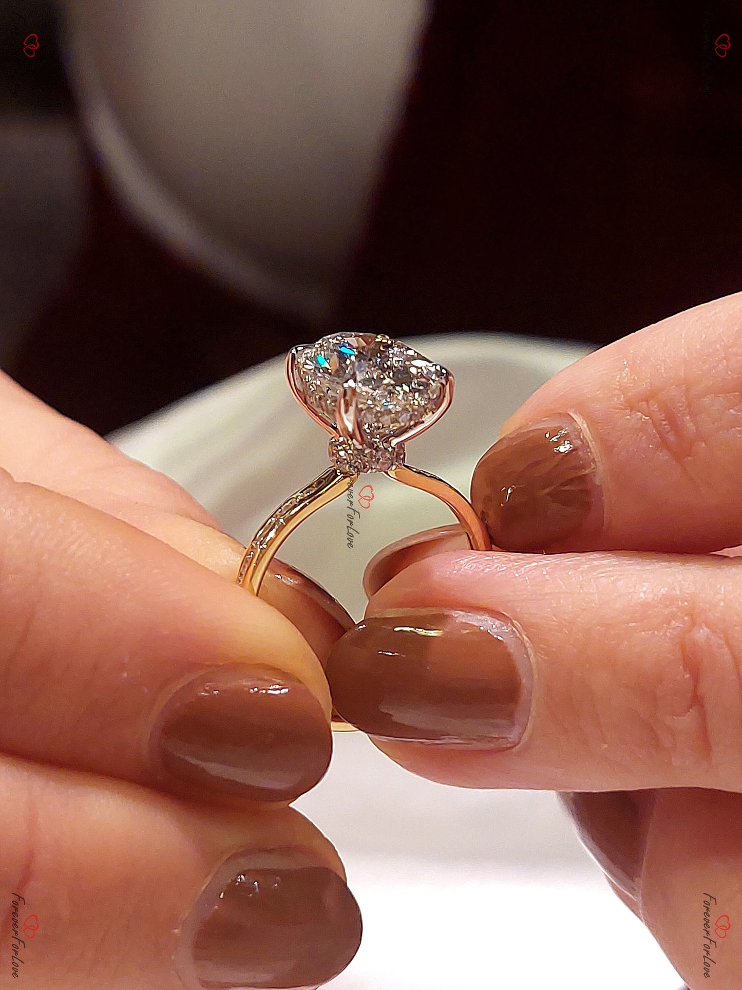 2.6 Ct Oval Lab Diamond Engagement Ring Oval cut 1Ct Moissanite Brilliant Cut engagement ring in 935 Argentium Silver — custom handcrafted by Forever For Love