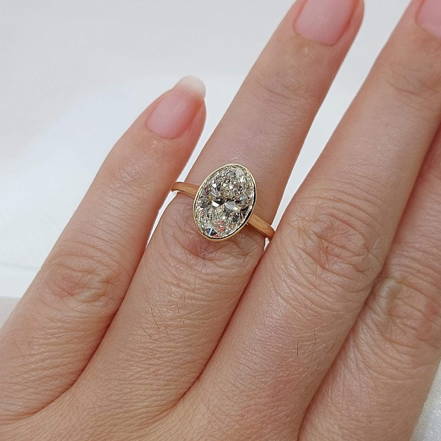 3Ct D VVS1 IGI certified lab grown Oval diamond engagement ring lab created diamond with bezel engagement ring, proposal ring promise Ring