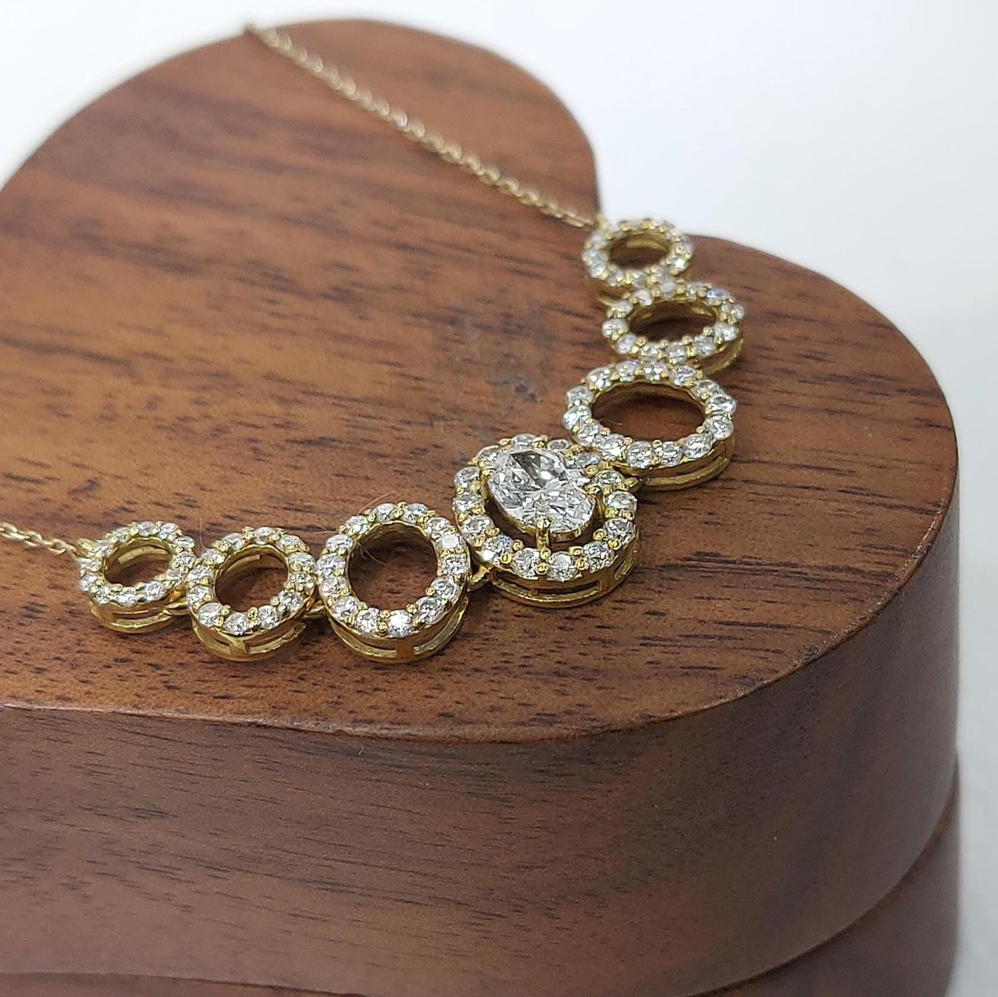 Oval and Round Shaped Lab Diamond Necklace, Diamond Necklace, Solid Gold Jewelry, Lab Grown Diamond, Classic Wedding Necklace ,Gift for Her Moissanite engagement ring in Gold or Platinum — custom handcrafted by Forever For Love