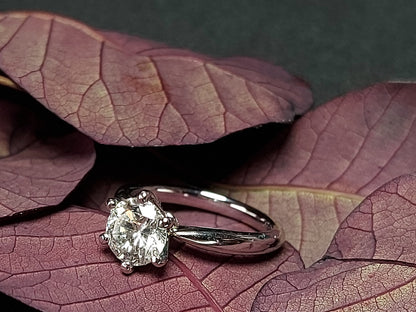 1 Ct Round Natural Diamond Solitaire Engagement Ring