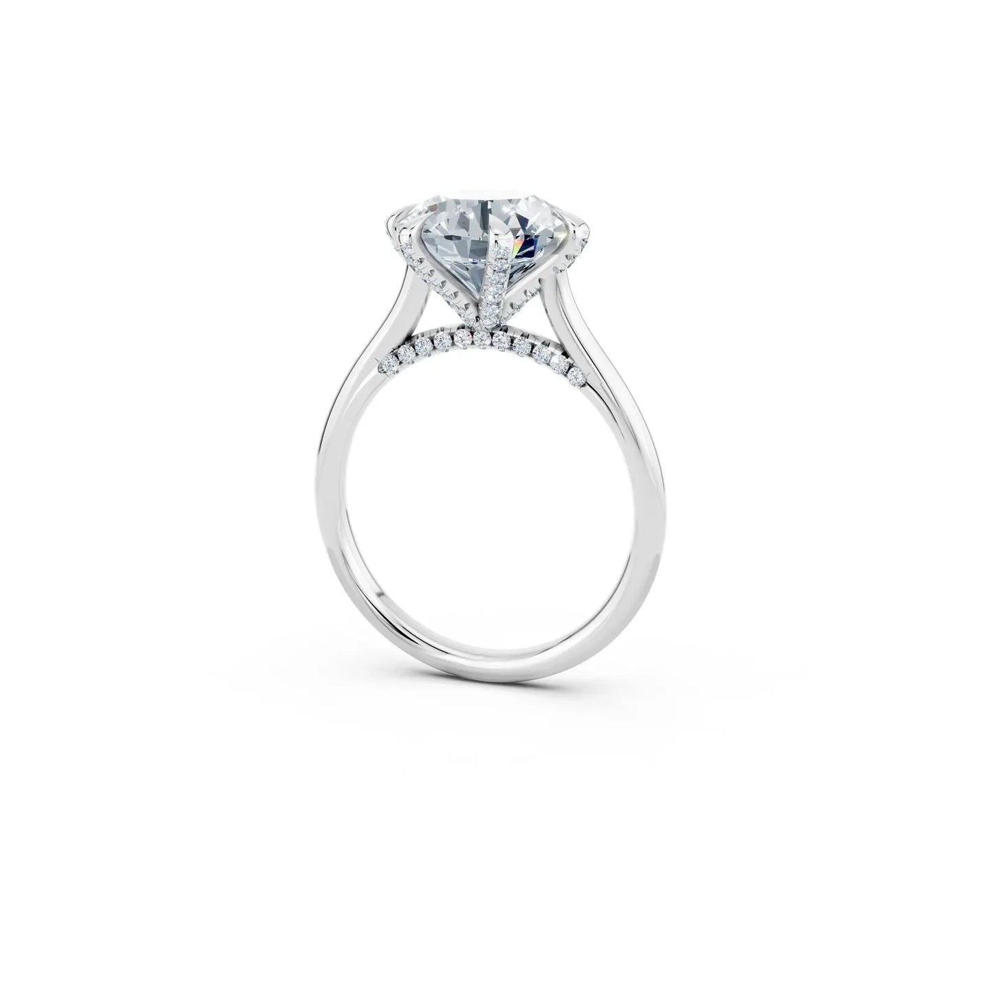 6-Prong Round Diamond Ring with Halo Prong Forever For Love