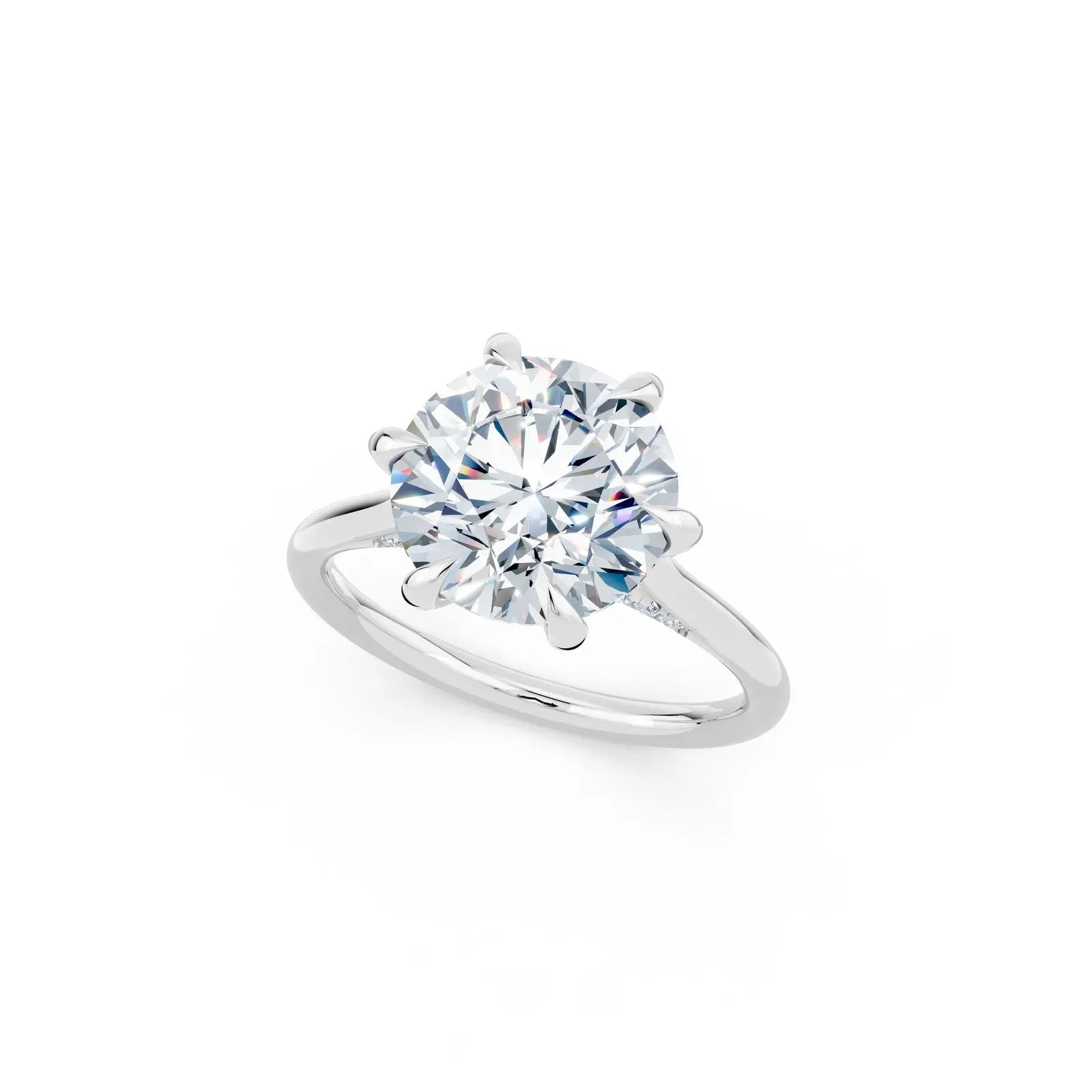 6-Prong Round Diamond Ring with Halo Prong Forever For Love