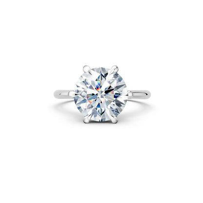 6-Prong Round Diamond Ring with Halo Prong Forever For Love