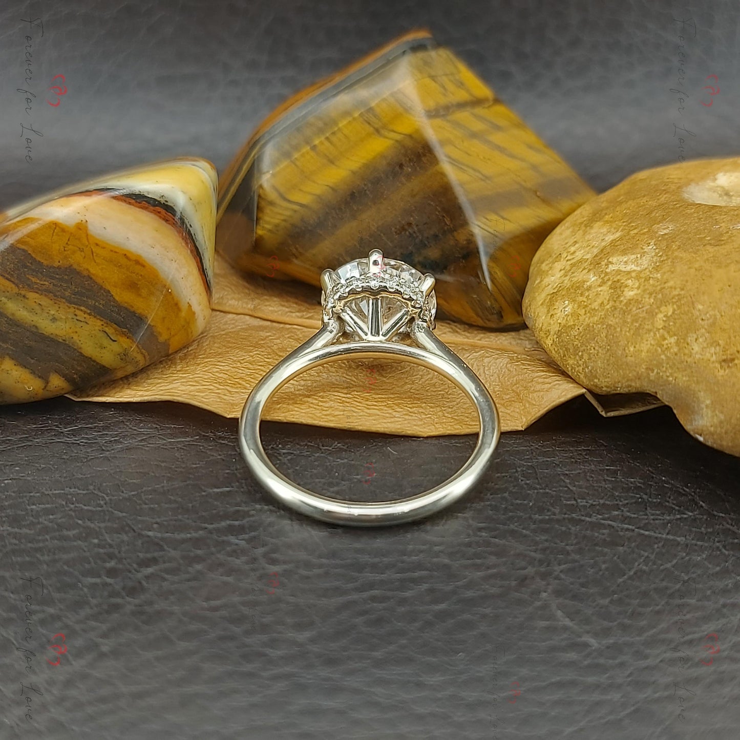 Verlobungsring 3 Karat runder Diamant Solitär Round cut Moissanite engagement ring in 935 Argentium Silber — custom handcrafted by Forever For Love