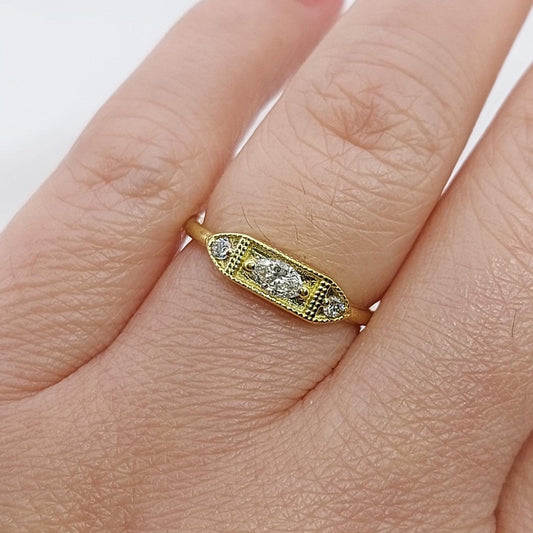 Oval Diamond Three Stone Engagement Ring