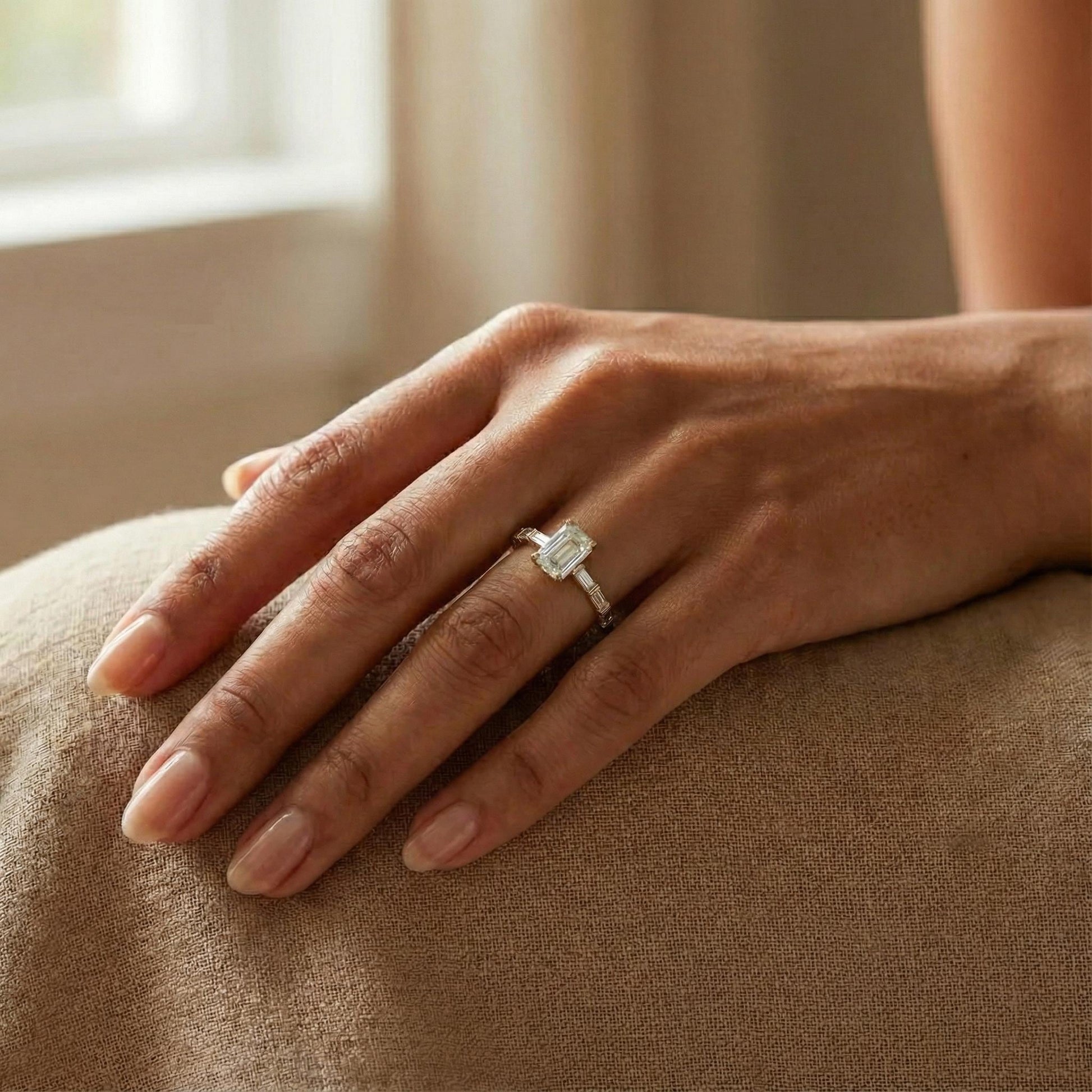 IGI Certified Emerald Lab Diamond Engagement Ring