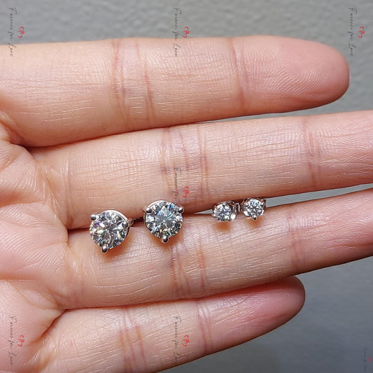 Solid Gold Moissanite Stud Earrings, Daily Wear Gold Earrings Screw Back Brilliant Round Cut  Brides mate earrings , Birthday Gifts for Her
