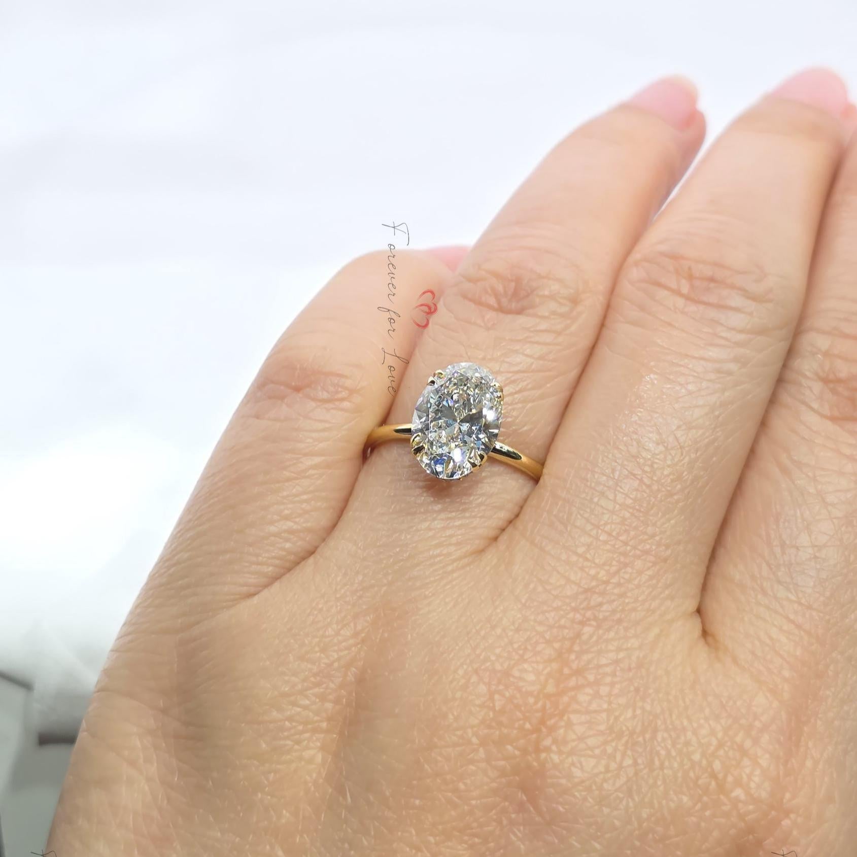 3 Ct IGI Certified Oval Lab Diamond Engagement Ring