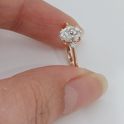 1.50 Ct Oval Moissanite Three Stone Ring