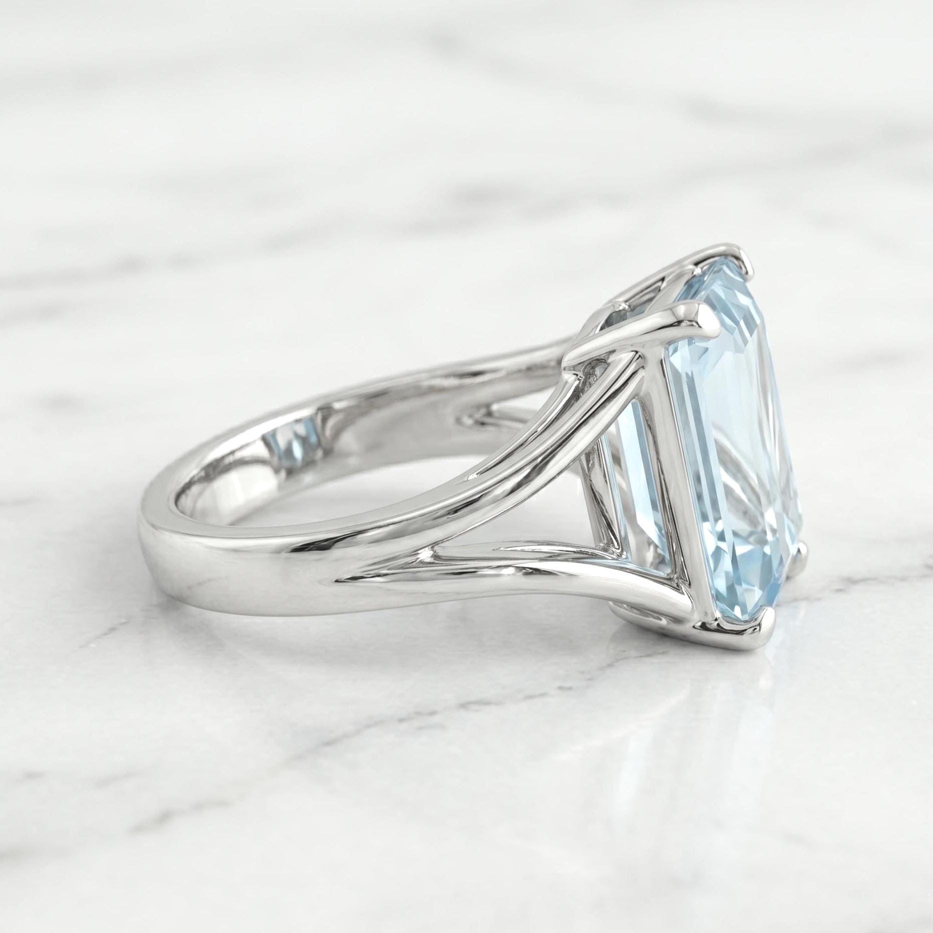 Emerald Aquamarine Engagement Ring