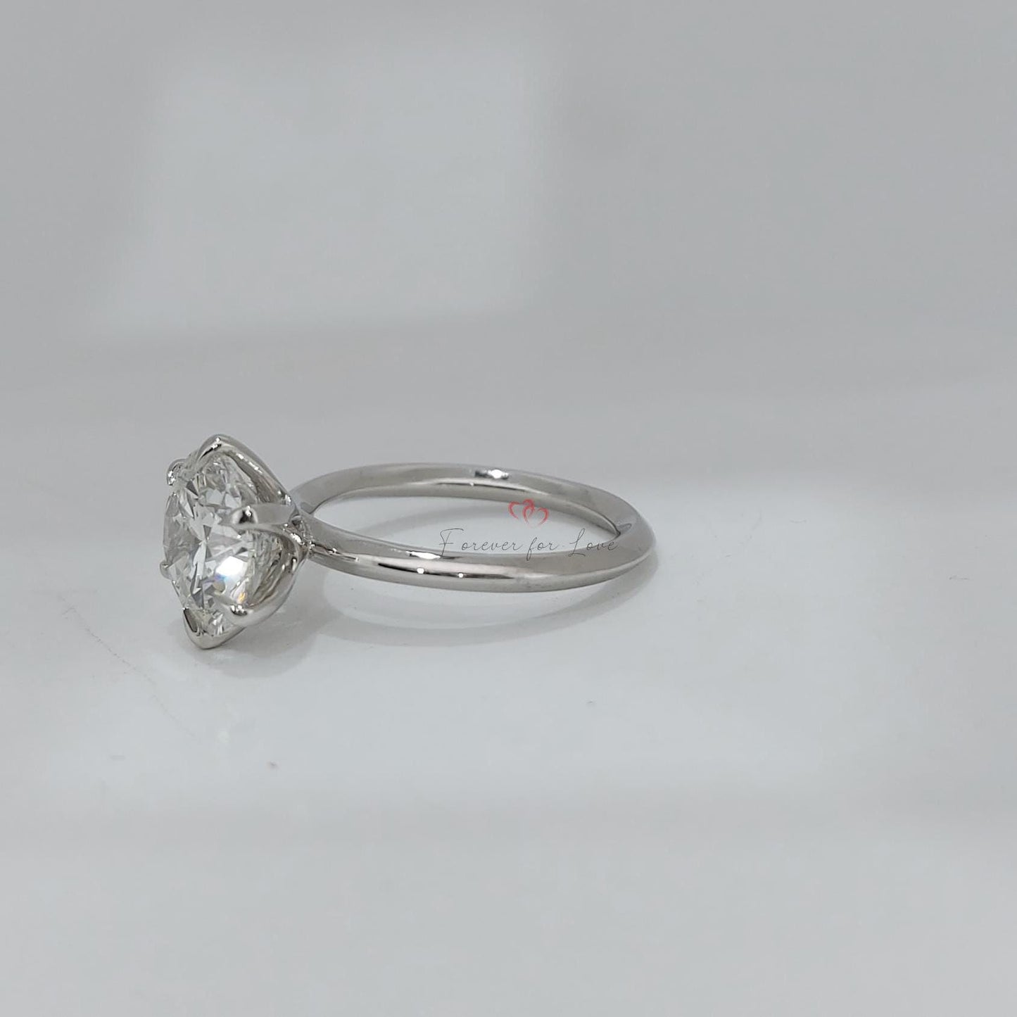 4 Ct Round Lab Diamond Solitaire Engagement Ring Round cut 1Ct Moissanite Brilliant Cut engagement ring in 935 Argentium Silver — custom handcrafted by Forever For Love