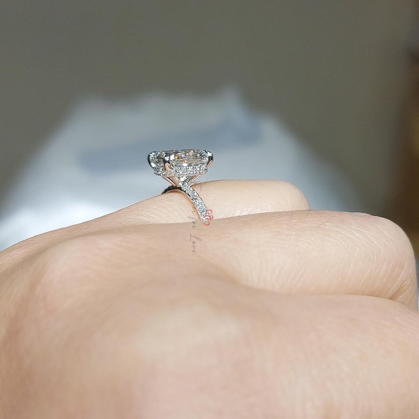 2 Ct IGI Certified Cushion Lab Diamond Engagement Ring Cushion cut 1Ct Moissanite Brilliant Cut engagement ring in 935 Argentium Silver — custom handcrafted by Forever For Love