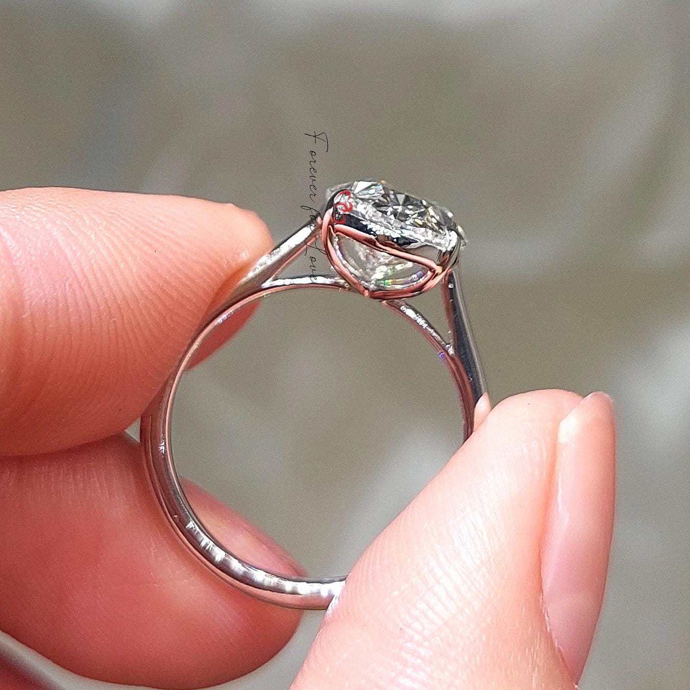8 Ct Oval Diamond, Moissanite Engagement Ring
