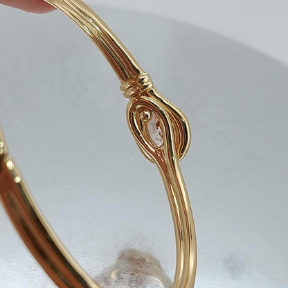 Solid Gold Bangle Bracelet for Women, Pink Oval Cut Diamond Bracelet Bangle, Diamond Bangle Bracelet, Gift For Her