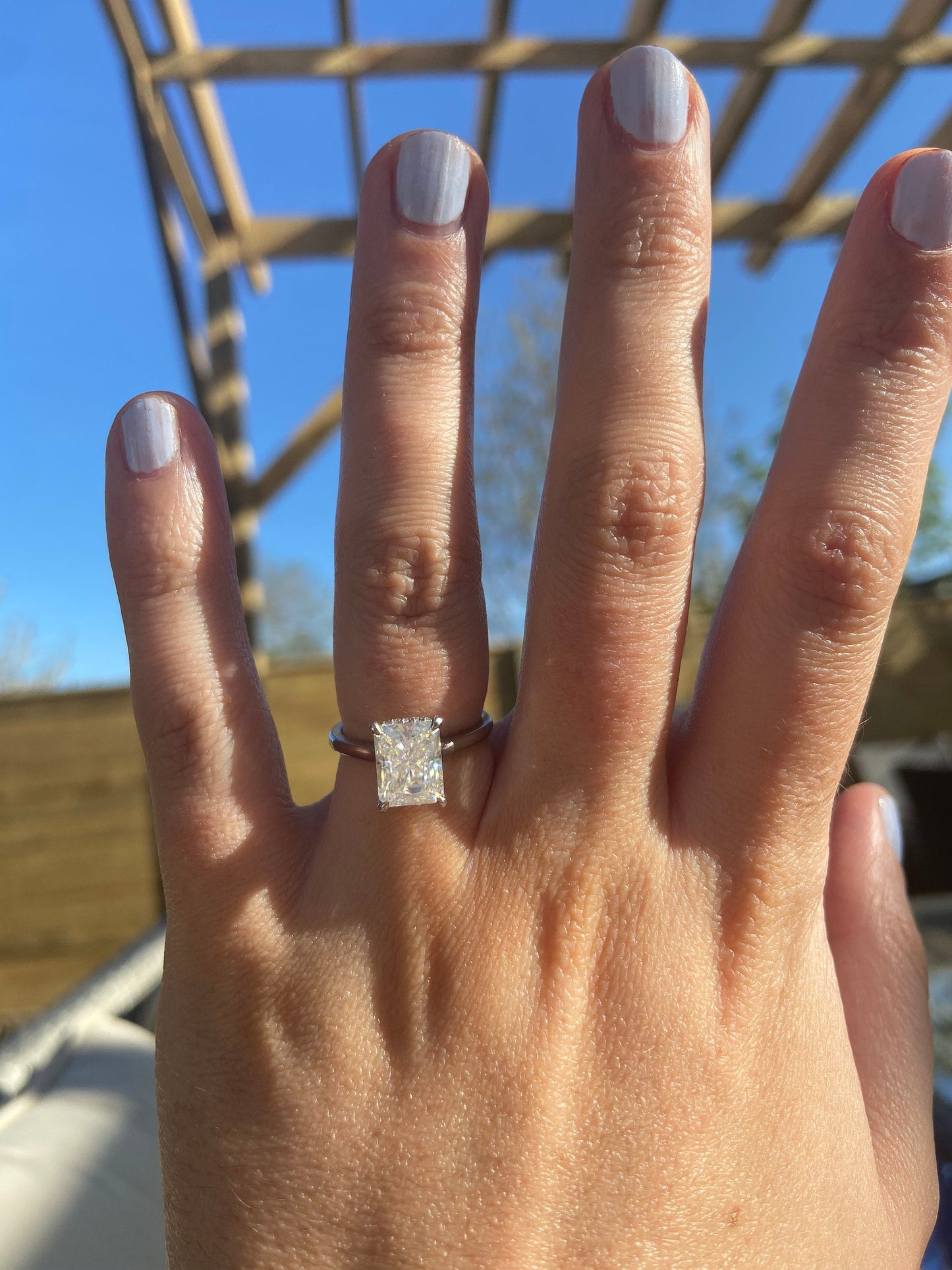3 Ct Radiant Moissanite Engagement Ring Radiant cut 1Ct Moissanite Brilliant Cut engagement ring in 935 Argentium Silver — custom handcrafted by Forever For Love