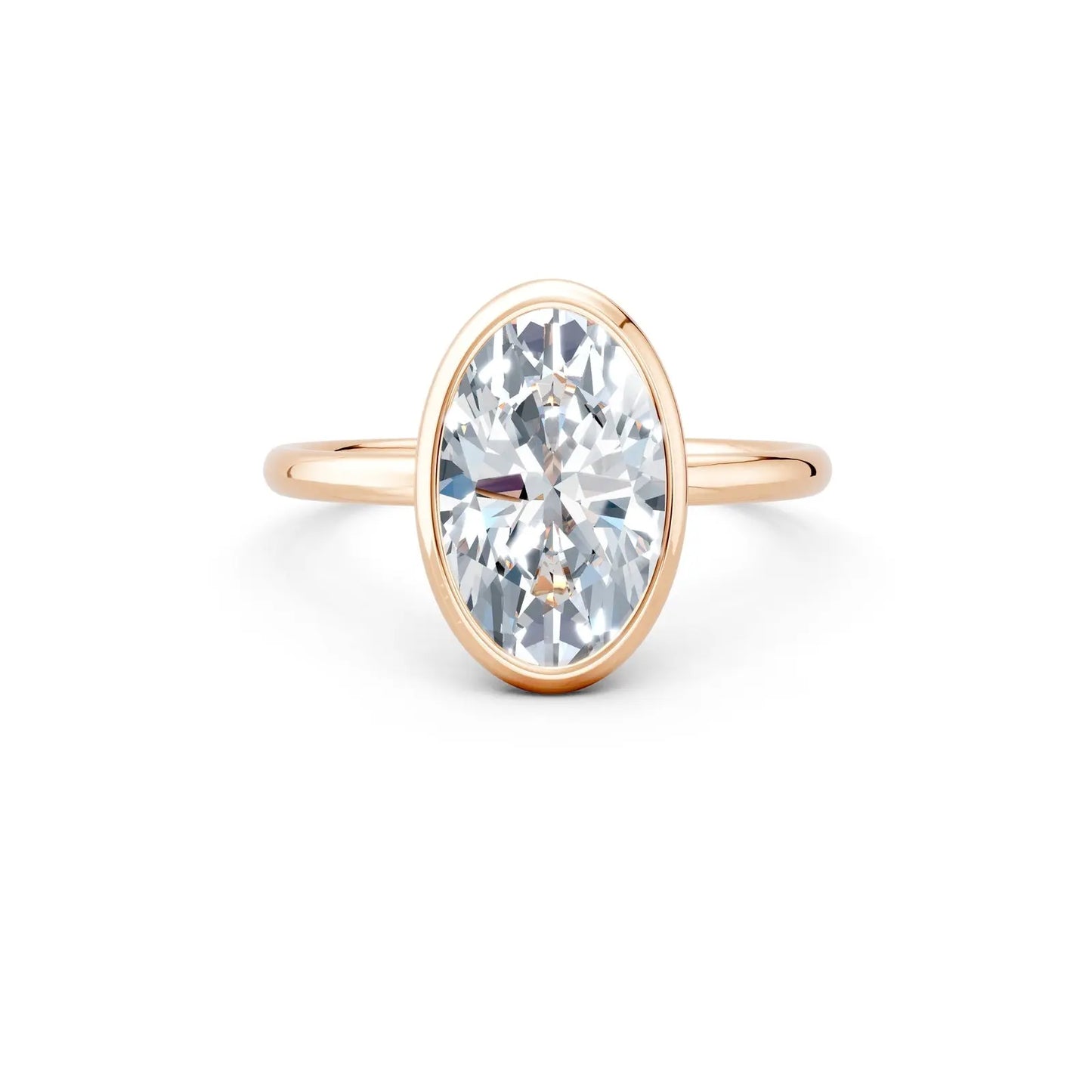 Oval Bezel-Set Diamond Engagement Ring Forever For Love